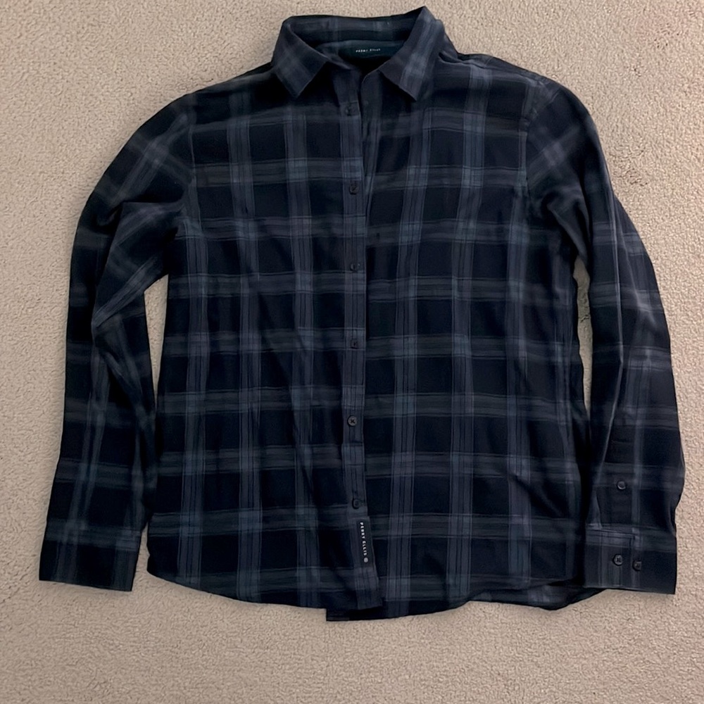 Mens Blue Plaid Flannel Long Sleeve